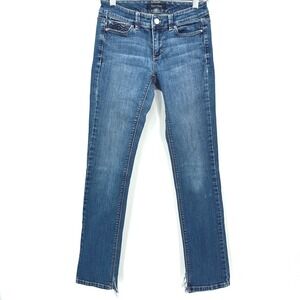 White House Black Market Jeans Women 4 Slim Leg Medium Wash Distressed Ankle